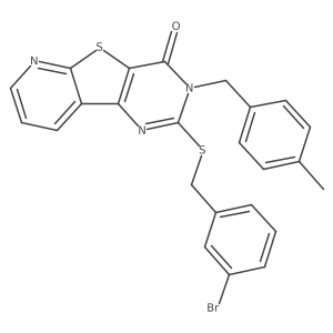 2-((3-bromobenzyl)thio)-3-(4-methylbenzyl)pyrido[3',2':4,5]thieno[3,2-d]pyrimidin-4(3H)-one结构式