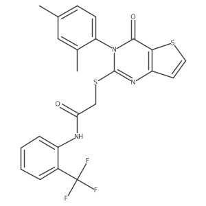 2-{[3-(2,4-dimethylphenyl)-4-oxo-3,4-dihydrothieno[3,2-d]pyrimidin-2-yl]sulfanyl}-N-[2-(trifluoromethyl)phenyl]acetamide结构式