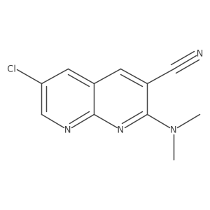 6-Chloro-2-(dimethylamino)-1,8-naphthyridine-3-carbonitrile结构式