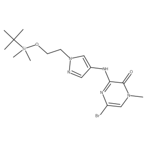 5-Bromo-3-(1-(2-(tert-butyldimethylsilyloxy)ethyl)-1H-pyrazol-4-ylamino)-1-methylpyrazin-2(1H)-one结构式