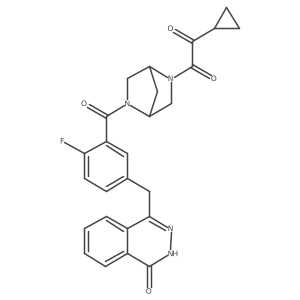 1-cyclopropyl-2-[(1S,4S)-5-[2-fluoro-5-[(4-oxo-3H-phthalazin-1-yl)methyl]benzoyl]-2,5-diazabicyclo[2.2.1]heptan-2-yl]ethane-1,2-dione Structure