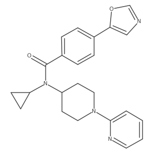 N-cyclopropyl-4-oxazol-5-yl-N-(1-pyridin-2-ylpiperidin-4-yl)benzamide结构式