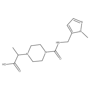 1-Piperazineacetic acid, I+/--methyl-4-[[[(1-methyl-1H-pyrazol-5-yl)methyl]amino]carbonyl]- Structure