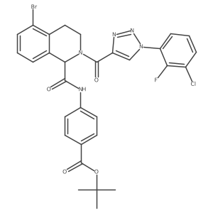 tert-Butyl 4-(5-bromo-2-(1-(3-chloro-2-fluorophenyl)-1H-1,2,3-triazole-4-carbonyl)-1,2,3,4-tetrahydroisoquinoline-1-carboxamido)benzoate结构式
