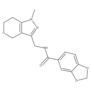 N-((1-methyl-1,4,6,7-tetrahydropyrano[4,3-c]pyrazol-3-yl)methyl)benzo[d][1,3]dioxole-5-carboxamide Structure