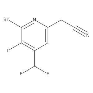 2-(6-Bromo-4-(difluoromethyl)-5-iodopyridin-2-yl)acetonitrile结构式
