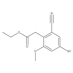 Benzeneacetic acid, 2-cyano-4-mercapto-6-methoxy-, ethyl ester结构式
