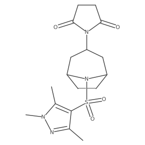 1-((1R,5S)-8-((1,3,5-trimethyl-1H-pyrazol-4-yl)sulfonyl)-8-azabicyclo[3.2.1]octan-3-yl)pyrrolidine-2,5-dione结构式
