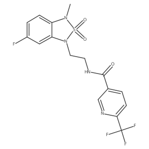 N-(2-(6-fluoro-3-methyl-2,2-dioxidobenzo[c][1,2,5]thiadiazol-1(3H)-yl)ethyl)-6-(trifluoromethyl)nicotinamide结构式