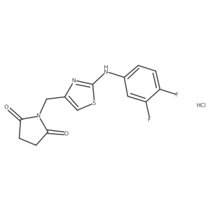 1-((2-((3,4-Difluorophenyl)amino)thiazol-4-yl)methyl)pyrrolidine-2,5-dione hydrochloride结构式