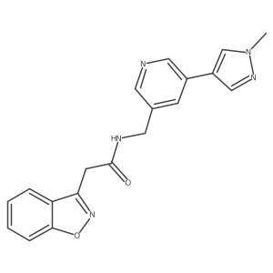 2-(benzo[d]isoxazol-3-yl)-N-((5-(1-methyl-1H-pyrazol-4-yl)pyridin-3-yl)methyl)acetamide结构式