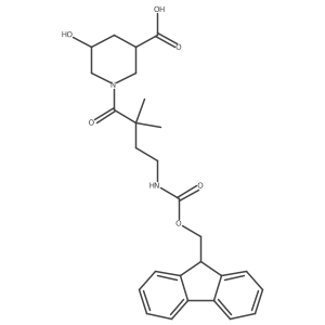 1-[4-({[(9H-fluoren-9-yl)methoxy]carbonyl}amino)-2,2-dimethylbutanoyl]-5-hydroxypiperidine-3-carboxylic acid Structure