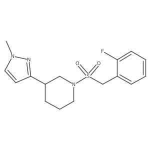 1-((2-fluorobenzyl)sulfonyl)-3-(1-methyl-1H-pyrazol-3-yl)piperidine结构式