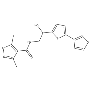 N-(2-([2,3'-bithiophen]-5-yl)-2-hydroxyethyl)-3,5-dimethylisoxazole-4-carboxamide结构式
