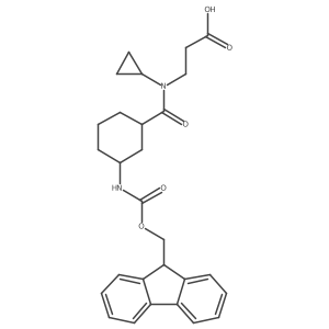 rac-3-{N-cyclopropyl-1-[(1R,3R)-3-({[(9H-fluoren-9-yl)methoxy]carbonyl}amino)cyclohexyl]formamido}propanoic acid结构式