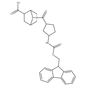 rac-(1R,2R,4S)-7-[3-({[(9H-fluoren-9-yl)methoxy]carbonyl}amino)cyclopentanecarbonyl]-7-azabicyclo[2.2.1]heptane-2-carboxylic acid Structure