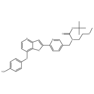 4-[[2-[5-[[Boc(2-methoxyethyl)amino]methyl]-2-pyridyl]-7-thieno[3,2-b]pyridyl]oxy]aniline结构式