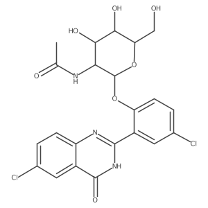 N-[(2S,3R,4R,5S,6R)-2-[4-chloro-2-(6-chloro-4-oxo-3,4-dihydroquinazolin-2-yl)phenoxy]-4,5-dihydroxy-6-(hydroxymethyl)oxan-3-yl]acetamide结构式