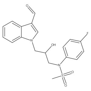 1-{3-[(4-Fluorophenyl)(methylsulfonyl)amino]-2-hydroxypropyl}indole-3-carbalde hyde结构式