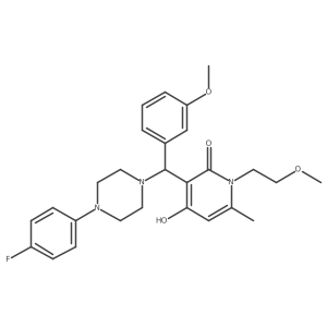 3-((4-(4-fluorophenyl)piperazin-1-yl)(3-methoxyphenyl)methyl)-4-hydroxy-1-(2-methoxyethyl)-6-methylpyridin-2(1H)-one结构式