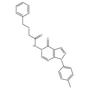 2-(benzylthio)-N-(4-oxo-1-(p-tolyl)-1H-pyrazolo[3,4-d]pyrimidin-5(4H)-yl)acetamide结构式