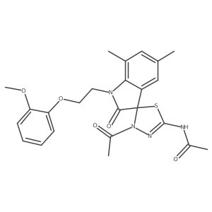 N-[4-acetyl-1'-[2-(2-methoxyphenoxy)ethyl]-5',7'-dimethyl-2'-oxospiro[1,3,4-thiadiazole-5,3'-indole]-2-yl]acetamide结构式