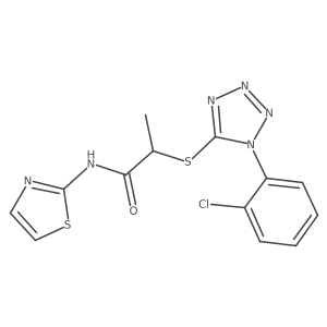 2-((1-(2-chlorophenyl)-1H-tetrazol-5-yl)thio)-N-(thiazol-2-yl)propanamide结构式
