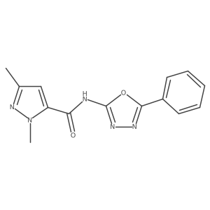1,3-dimethyl-N-(5-phenyl-1,3,4-oxadiazol-2-yl)-1H-pyrazole-5-carboxamide结构式