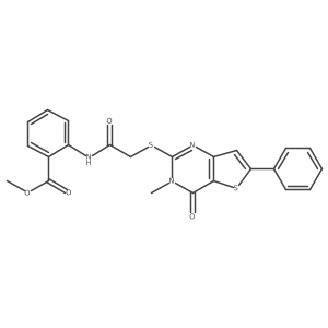 Methyl 2-(2-((3-methyl-4-oxo-6-phenyl-3,4-dihydrothieno[3,2-d]pyrimidin-2-yl)thio)acetamido)benzoate结构式