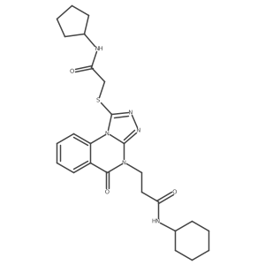 N-cyclohexyl-3-(1-{[(cyclopentylcarbamoyl)methyl]sulfanyl}-5-oxo-4H,5H-[1,2,4]triazolo[4,3-a]quinazolin-4-yl)propanamide结构式
