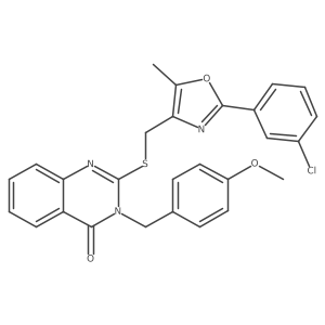 2-(((2-(3-chlorophenyl)-5-methyloxazol-4-yl)methyl)thio)-3-(4-methoxybenzyl)quinazolin-4(3H)-one Structure