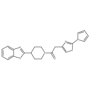 2-(2-(1H-pyrrol-1-yl)thiazol-4-yl)-1-(4-(benzo[d]oxazol-2-yl)piperidin-1-yl)ethanone结构式