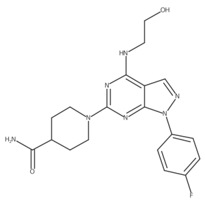 1-(1-(4-fluorophenyl)-4-((2-hydroxyethyl)amino)-1H-pyrazolo[3,4-d]pyrimidin-6-yl)piperidine-4-carboxamide结构式