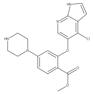 methyl 2-[(4-chloro-1H-pyrrolo[2,3-b]pyridin-5-yl)oxy]-4-piperazin-1-ylbenzoate结构式