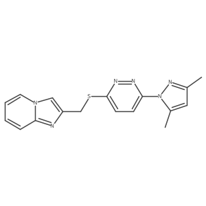 2-(((6-(3,5-dimethyl-1H-pyrazol-1-yl)pyridazin-3-yl)thio)methyl)imidazo[1,2-a]pyridine结构式