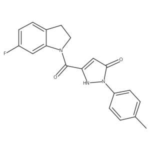 5-(6-fluoro-2,3-dihydro-1H-indole-1-carbonyl)-2-(4-methylphenyl)-2,3-dihydro-1H-pyrazol-3-one结构式