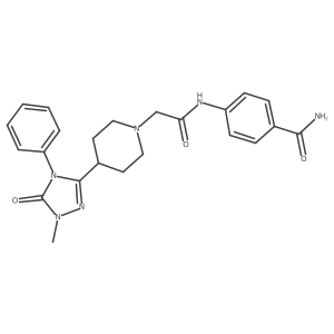 4-(2-(4-(1-methyl-5-oxo-4-phenyl-4,5-dihydro-1H-1,2,4-triazol-3-yl)piperidin-1-yl)acetamido)benzamide Structure