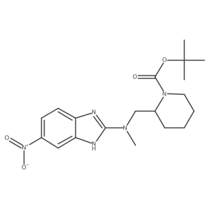 tert-Butyl 2-((methyl(5-nitro-1H-benzo[d]imidazol-2-yl)amino)methyl)piperidine-1-carboxylate结构式