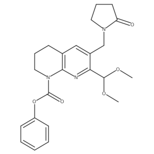 7-(Dimethoxymethyl)-3,4-dihydro-6-[(2-oxo-1-pyrrolidinyl)methyl]-1,8-naphthyridine-1(2h)-carboxylic acid phenyl ester结构式