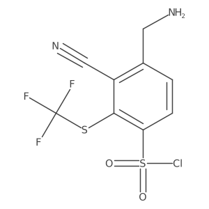 4-(Aminomethyl)-3-cyano-2-((trifluoromethyl)thio)benzene-1-sulfonyl chloride Structure