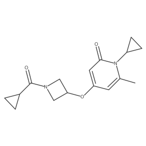 4-((1-(cyclopropanecarbonyl)azetidin-3-yl)oxy)-1-cyclopropyl-6-methylpyridin-2(1H)-one结构式