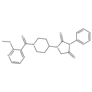 1-(1-(2-(Methylthio)nicotinoyl)piperidin-4-yl)-3-phenylimidazolidine-2,4-dione结构式