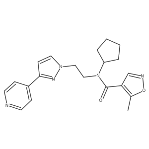 N-cyclopentyl-5-methyl-N-(2-(3-(pyridin-4-yl)-1H-pyrazol-1-yl)ethyl)isoxazole-4-carboxamide结构式