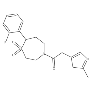 1-(7-(2-Fluorophenyl)-1,1-dioxido-1,4-thiazepan-4-yl)-2-(2-methylthiazol-5-yl)ethanone结构式