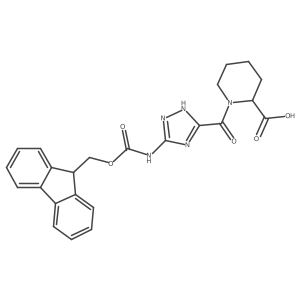 (2R)-1-[5-({[(9H-fluoren-9-yl)methoxy]carbonyl}amino)-1H-1,2,4-triazole-3-carbonyl]piperidine-2-carboxylic acid Structure