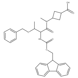 3-[(2R,3S)-3-(benzyloxy)-2-({[(9H-fluoren-9-yl)methoxy]carbonyl}amino)-N-methylbutanamido]cyclobutane-1-carboxylic acid Structure