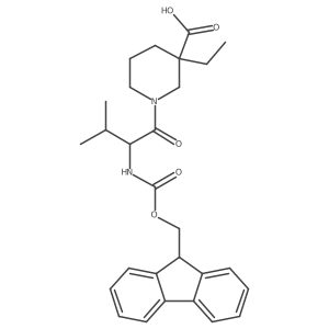3-ethyl-1-[2-({[(9H-fluoren-9-yl)methoxy]carbonyl}amino)-3-methylbutanoyl]piperidine-3-carboxylic acid结构式