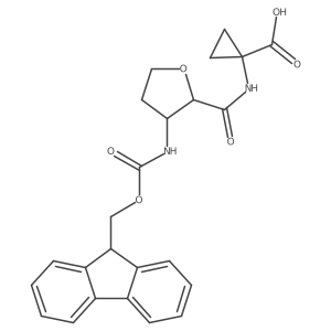 1-[3-({[(9H-fluoren-9-yl)methoxy]carbonyl}amino)oxolane-2-amido]cyclopropane-1-carboxylic acid Structure
