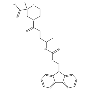 4-[4-({[(9H-fluoren-9-yl)methoxy]carbonyl}amino)pentanoyl]-2-methylmorpholine-2-carboxylic acid Structure