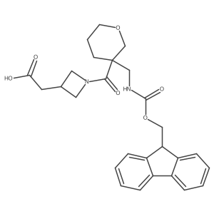 2-(1-{3-[({[(9H-fluoren-9-yl)methoxy]carbonyl}amino)methyl]oxane-3-carbonyl}azetidin-3-yl)acetic acid Structure